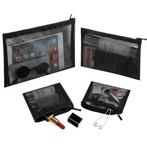 Mesh Pouch, Make Up Bag With Zipper Cosmetic Organizer Pouch For Daily Or🫱